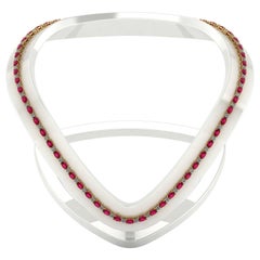 Ruby Diamond Tennis Necklace by Juliette Wooten Yellow Gold