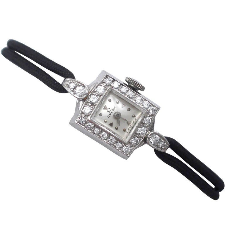 Omega Ladies Platinum Diamond Vintage Manual Cocktail Wristwatch Circa 1940s At 1stdibs