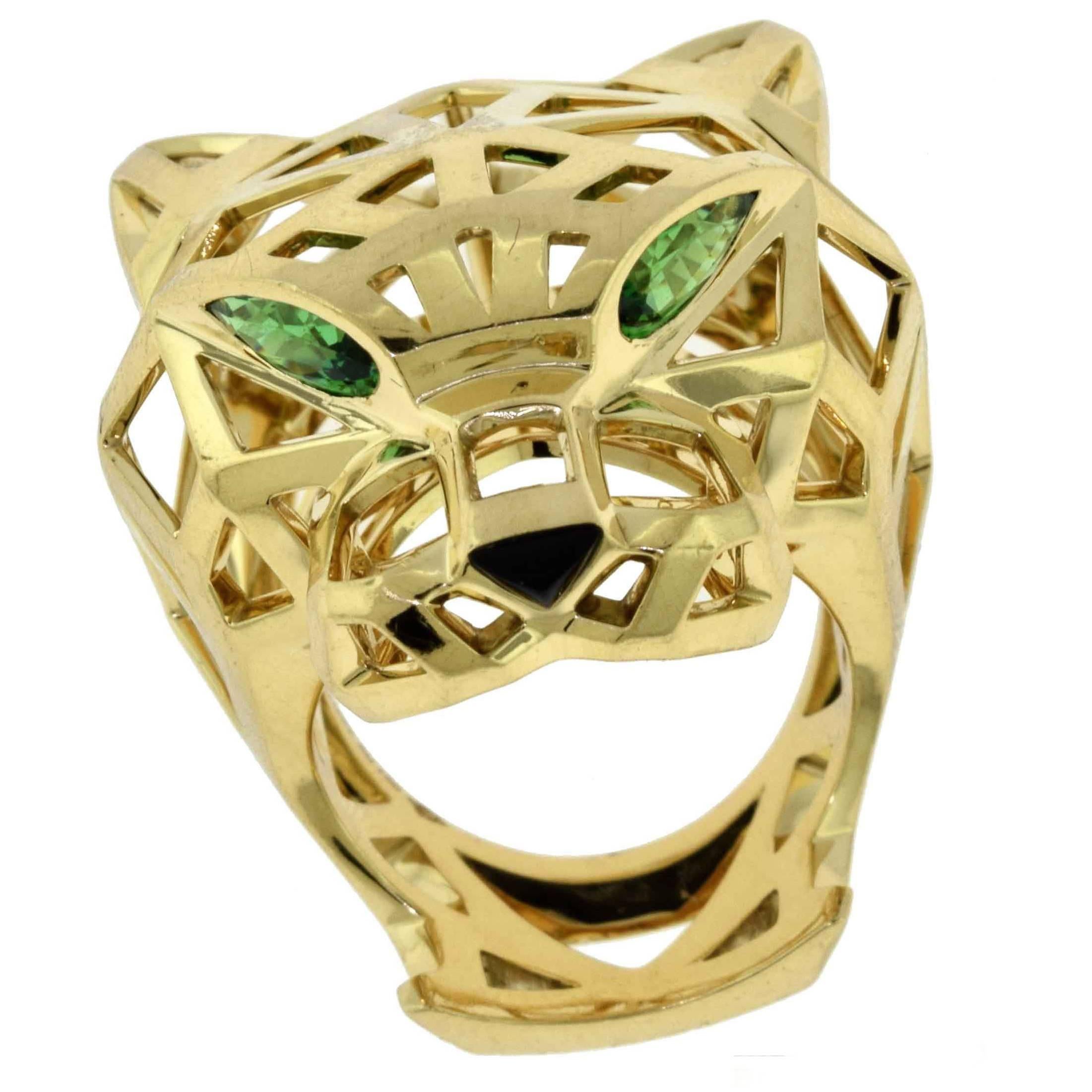 Cartier "Panthère de Cartier" Ring with Tsavorite Garnet, Black Onyx For Sale