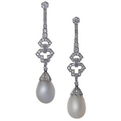 Cusi Art Deco Fine Natural Oriental Pearl Earrings 