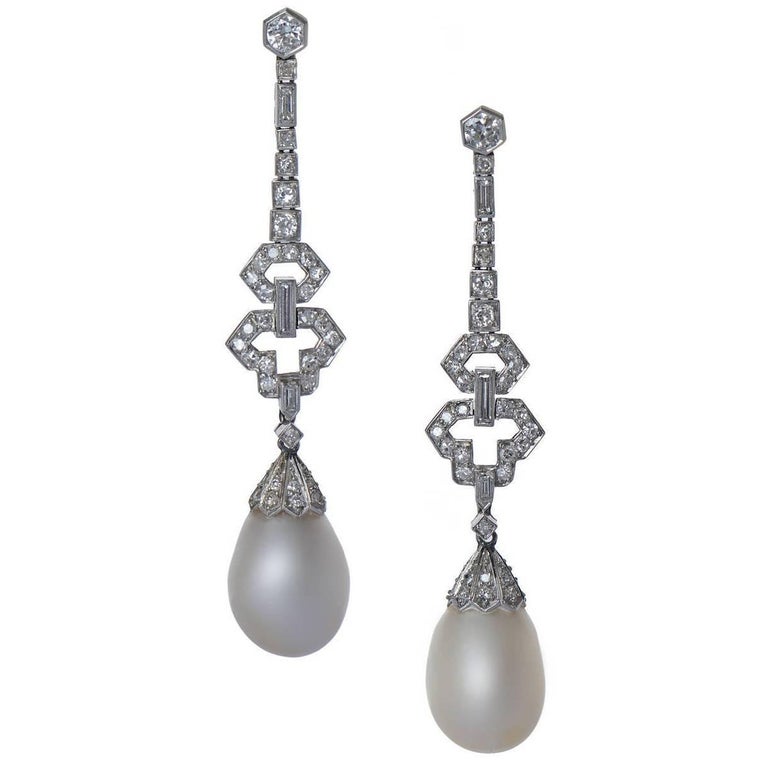 Cusi Art Deco Fine Natural Oriental Pearl Earrings For Sale at 1stDibs ...