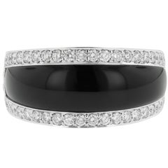 Black Onyx and 1.80 Carat Diamond Ring 14 Karat White Gold