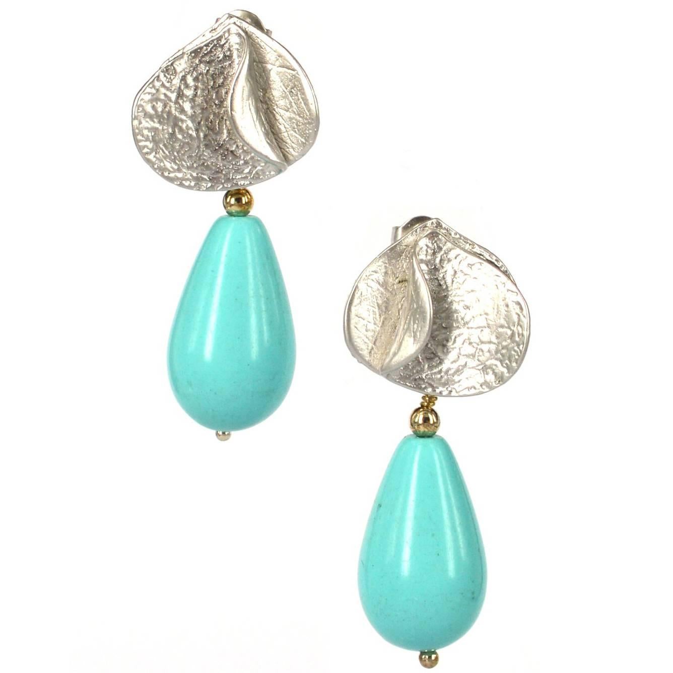 Decadent Jewels White Gold Turquoise Earrings