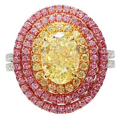 GILIN GIA Certified Fancy Yellow 1.79 Carat Oval Cut Diamond Engagement Ring 5