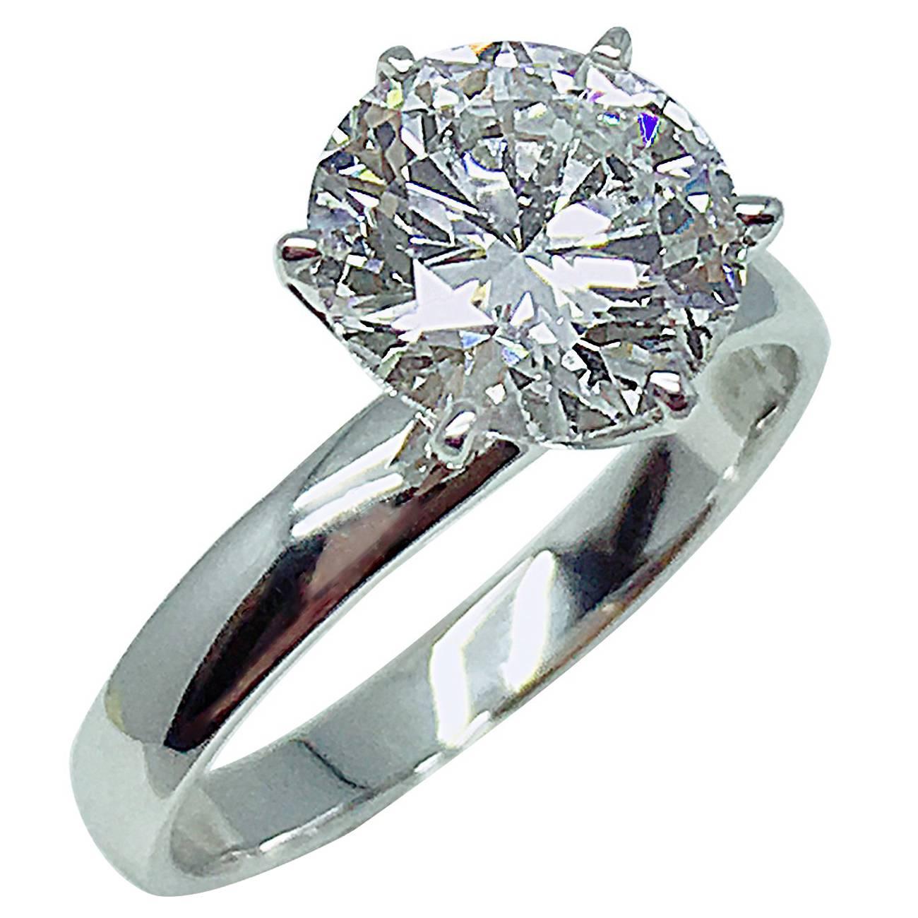 GILIN GIA Certified 2.01 Carat Round Brilliant Diamond Solitaire Engagement Ring