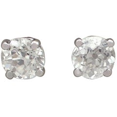 1900s Diamond and Platinum Stud Earrings