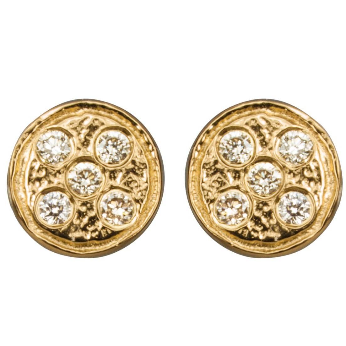 Ltd Edition 'Diamonds on a Flat Planet' Gold Plated Ear studs Earrings. 