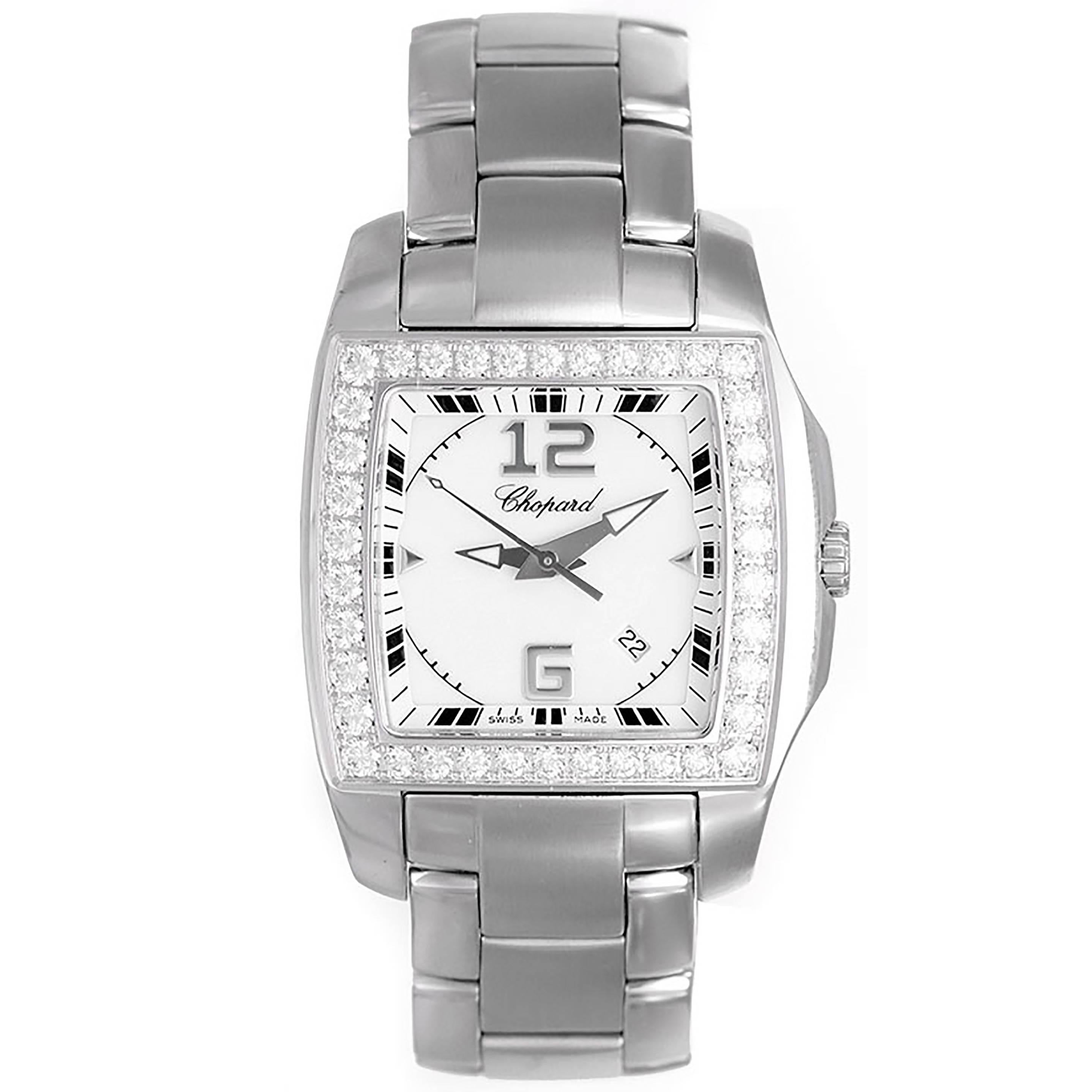 Chopard White Gold Stainless Steel Diamond Two O Ten Quartz Wristwatch 