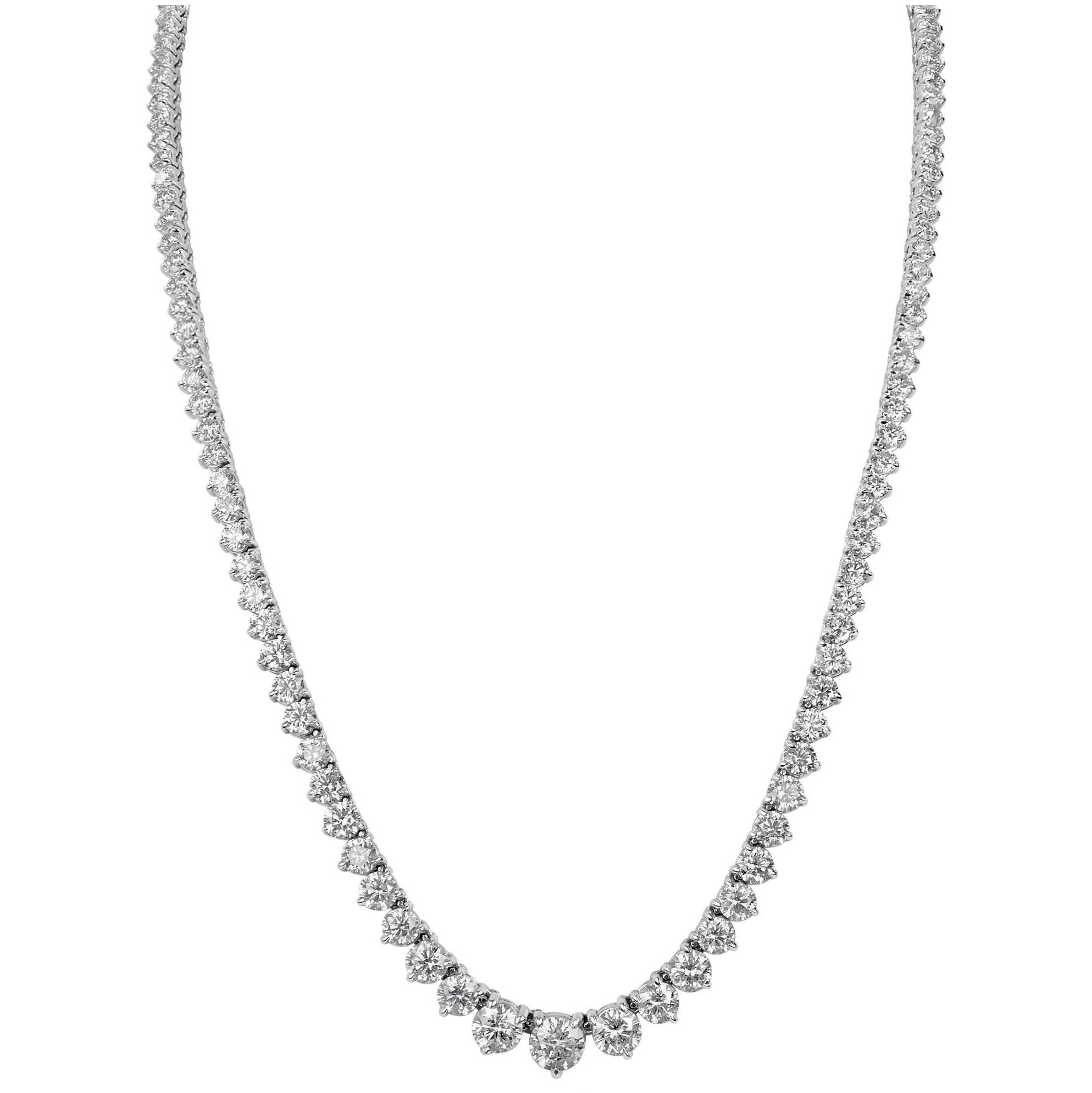 GIA Certified Graduated Diamond Riviera Necklace 11 Carats total weight