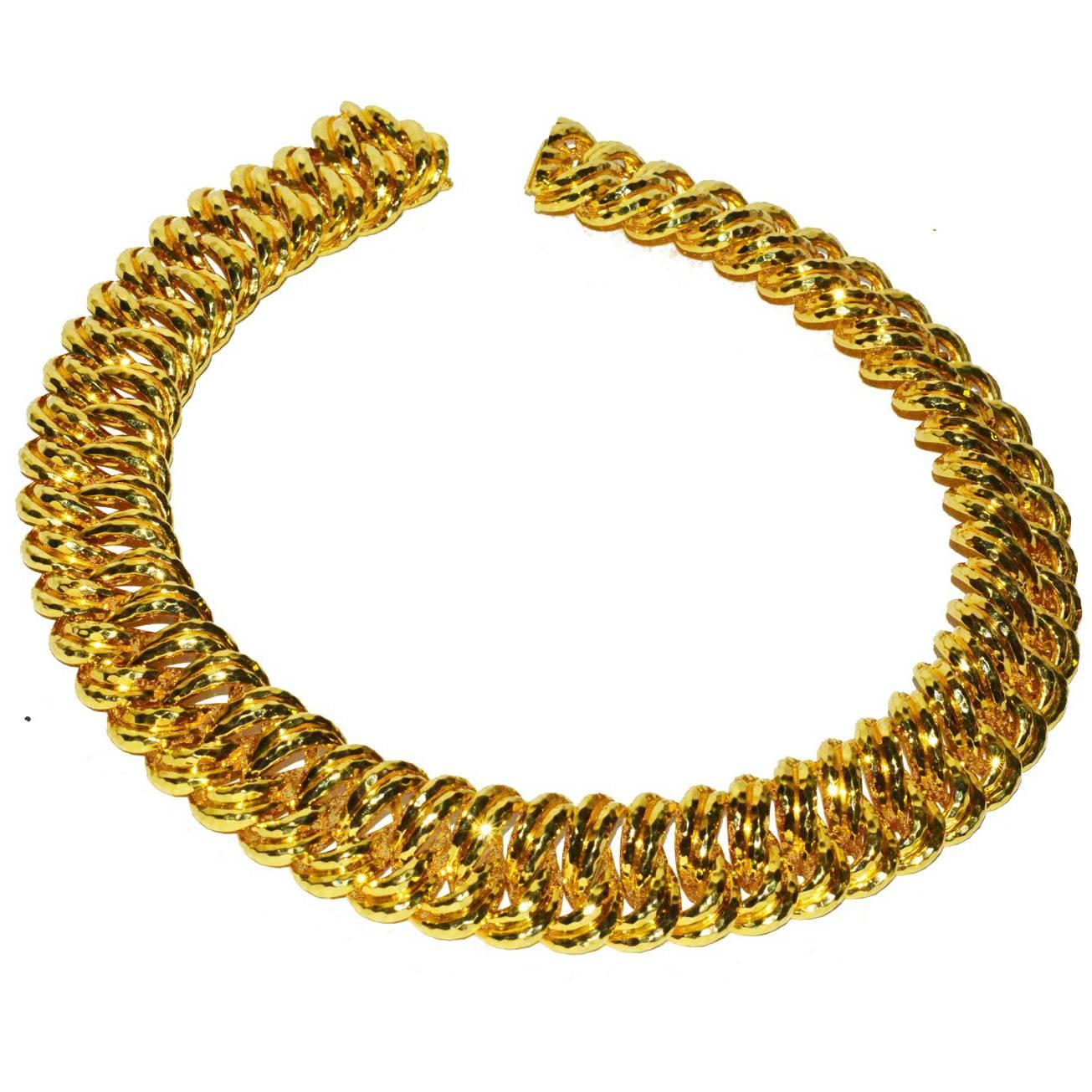  Henry Dunay Gold Large Link Necklace For Sale