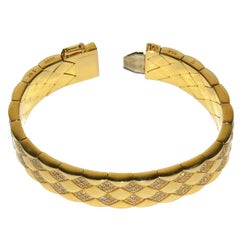 Rare Chanel Gold and Diamond Matelasse Flexible Bracelet