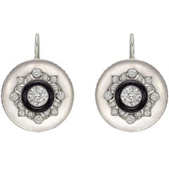 Rock Crystal Diamond Black Onyx Drop Earrings 10