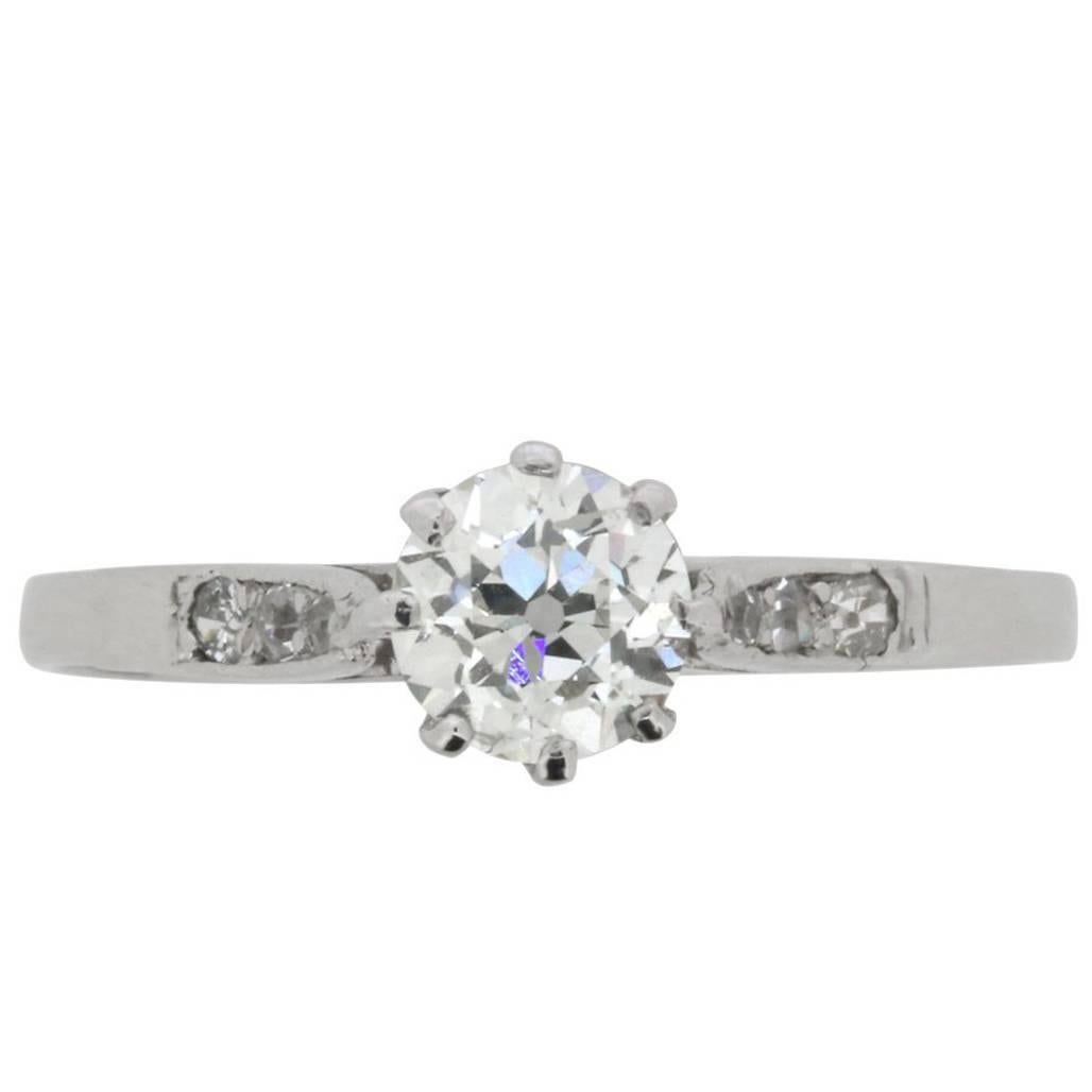 Art Deco Diamond Solitaire Certified Ring, circa 1920s