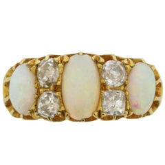 Early Victorian Opal and Diamond Ring, circa 1880s 3
