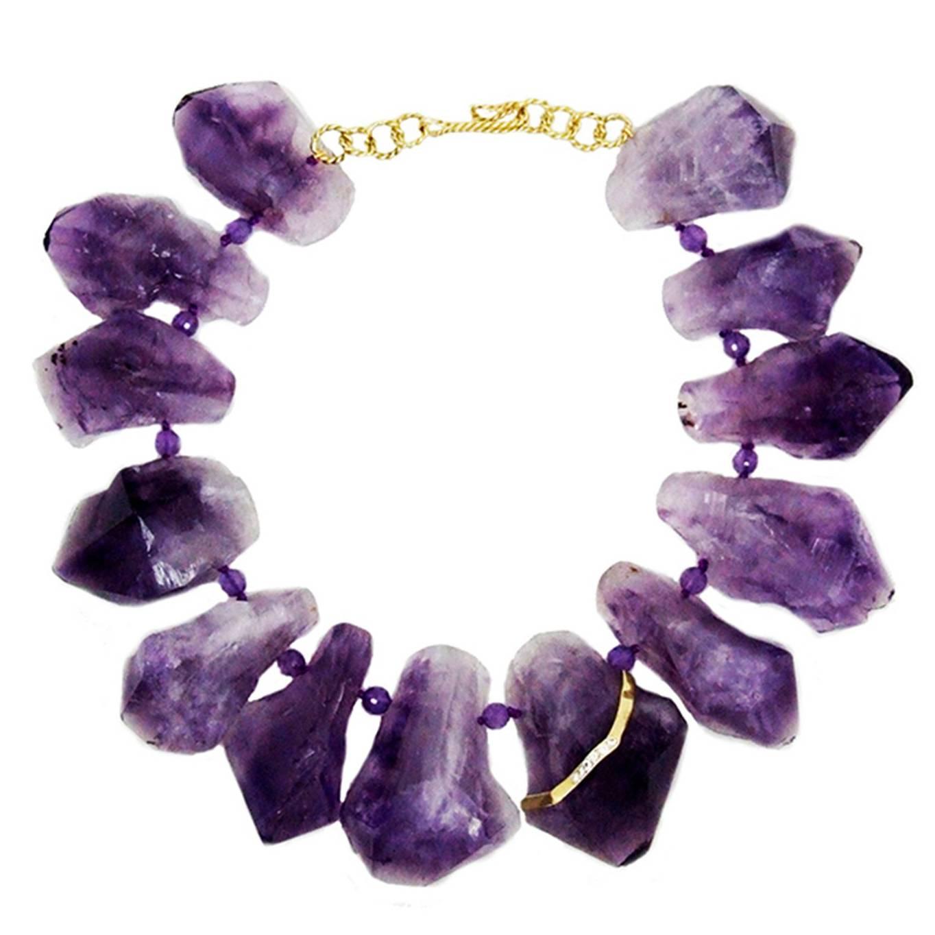 Kara Ross Amethyst Diamond and Yellow Gold Necklace For Sale