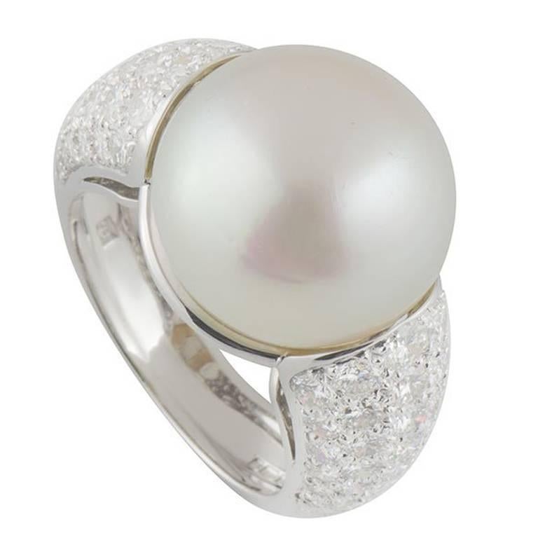 Cartier Pearl and Diamond Ring 2.75 Carat