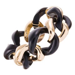 Seaman Schepps Rock Ebony Large Link Gold  Bracelet