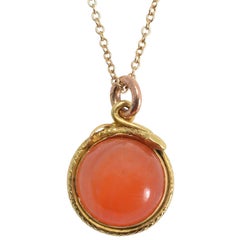 Antique Mid-Victorian Carnelian Snake Pendant