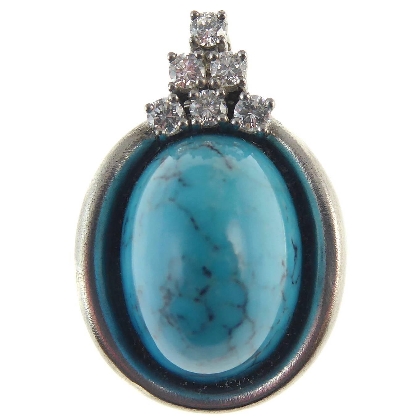 Pre-Owned Turquoise and Diamond Pendant