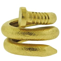 David Webb Tool Chest Nail Wrap Gold Ring