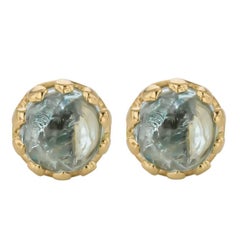 Elegant Sethi Couture Aquamarine Cabochon Stud Earrings