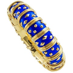Tiffany & Co. Schlumberger Blue Enamel Bangle Bracelet