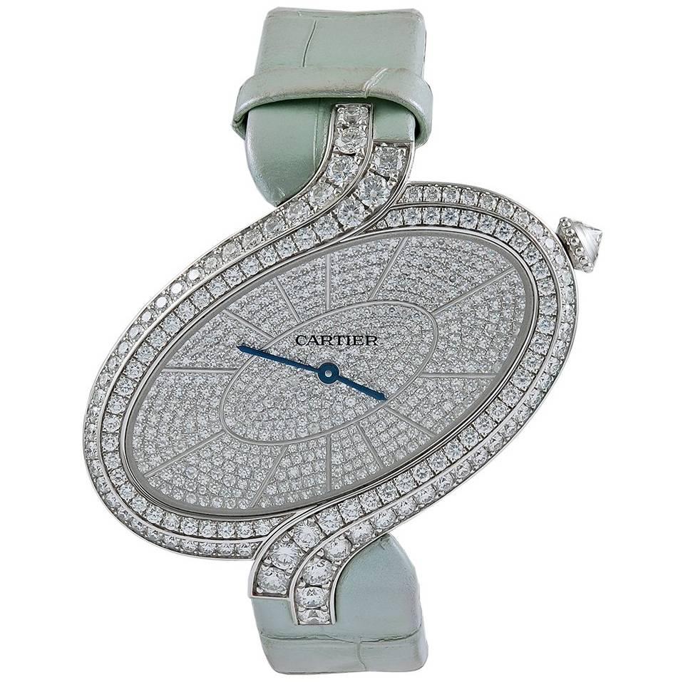 Cartier ladies white gold diamond Délices de Cartier Wristwatch