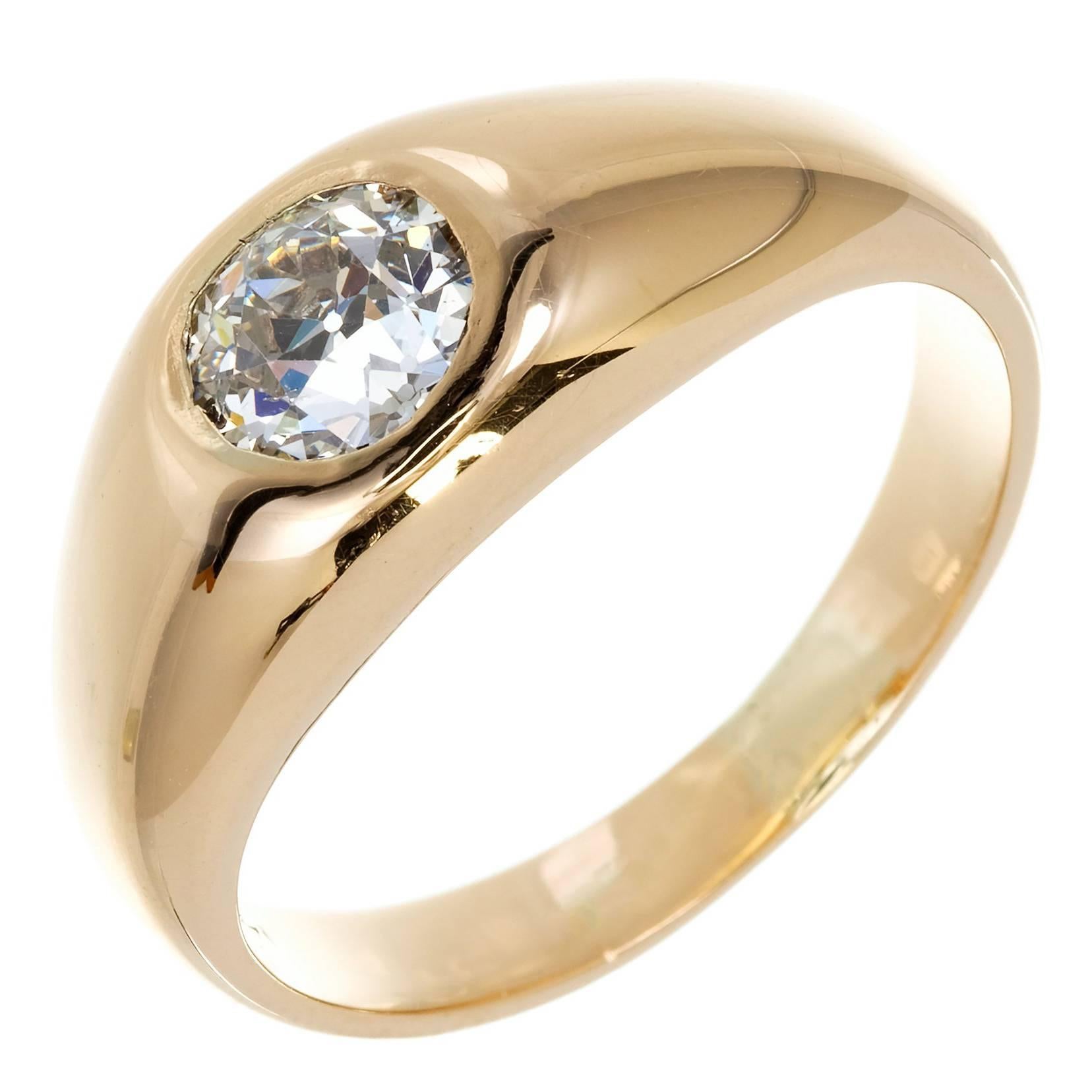 Victorian 1900 Gypsy Diamond Gold Ring