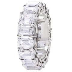 Emerald Cut Diamond Platinum Eternity Wedding Band