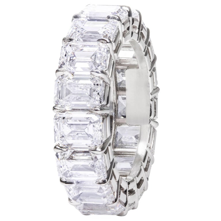 Emerald Cut Diamond Platinum Eternity Wedding Band at 1stDibs