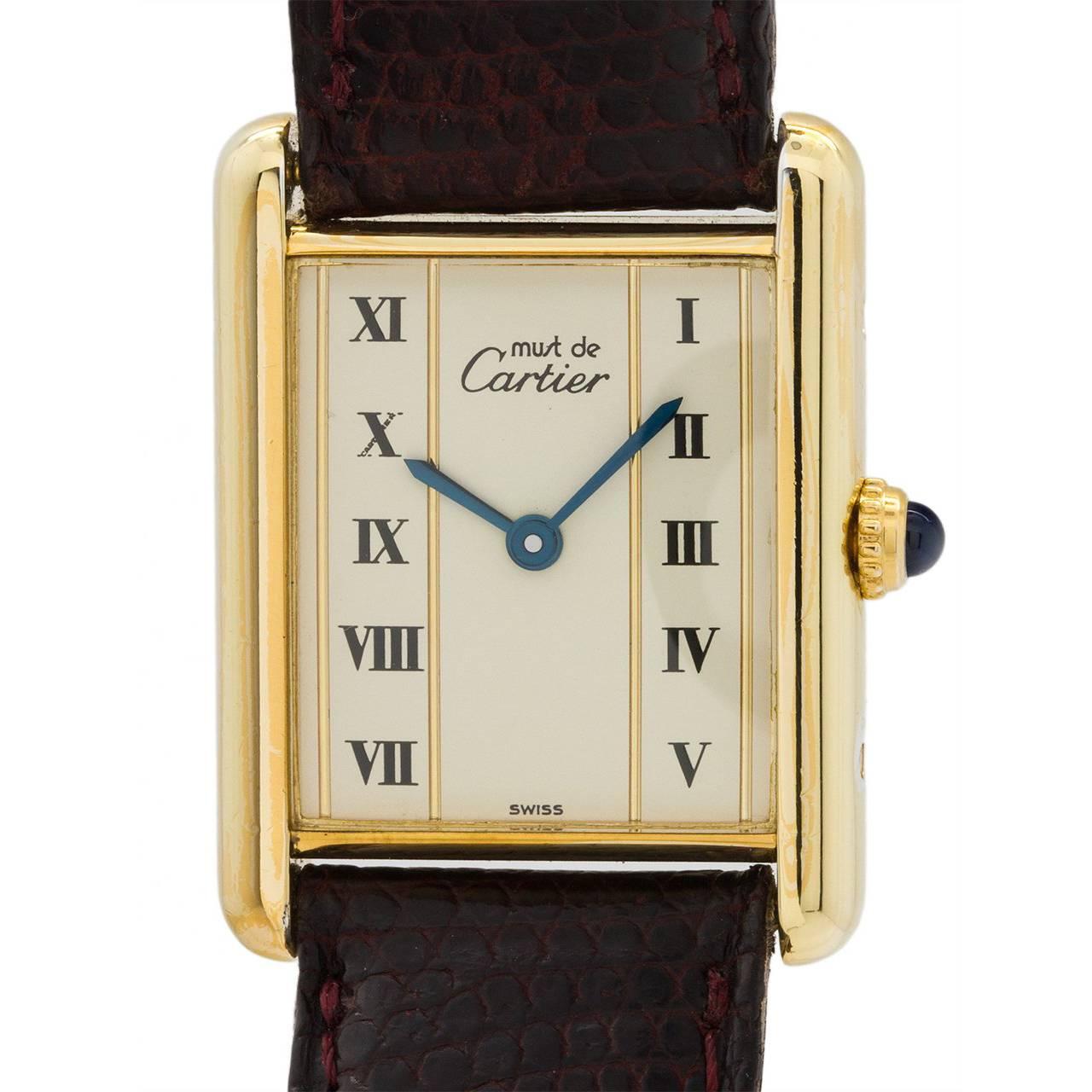 Cartier Vermeil Must de Cartier Tank Louis Quartz Wristwatch, circa 1990s