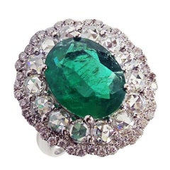 4.76 Carat GIA Certified Emerald Rose Cut Diamond Gold Ring 9