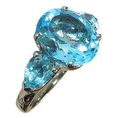 H. Stern Blue Topaz Diamond Gold Ring