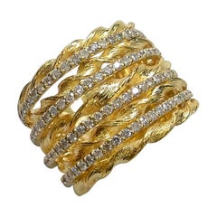 Gold and Diamond Wide Band Ring