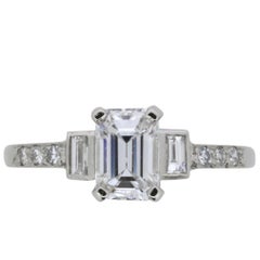 Late Deco Emerald Cut Diamond Engagement Ring, circa 1930s