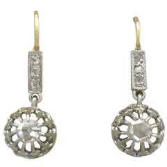 1910s French 0.26 Carat Diamond 18 Karat Yellow Gold Drop Earrings 7