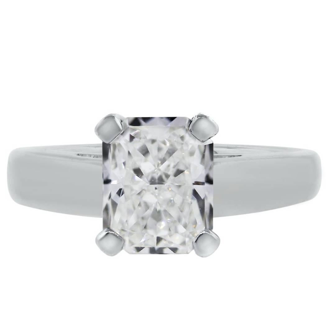 GIA Certified 2.05 Carat Radiant Cut Diamond Solitaire Engagement Ring