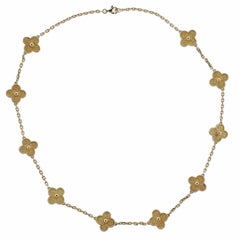 Van Cleef & Arpels Vintage Alhambra Ten Motif Gold Necklace