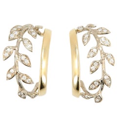 Laura Munder Diamond White Gold Yellow Gold Hoop Earrings