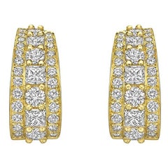 Van Cleef 
Arpels Yellow Gold Three-Row Diamond Earclips
