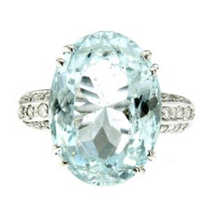 Vintage Aquamarine Diamond Gold Ring