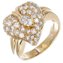 Dome Heart Diamond Gold Cocktail Ring