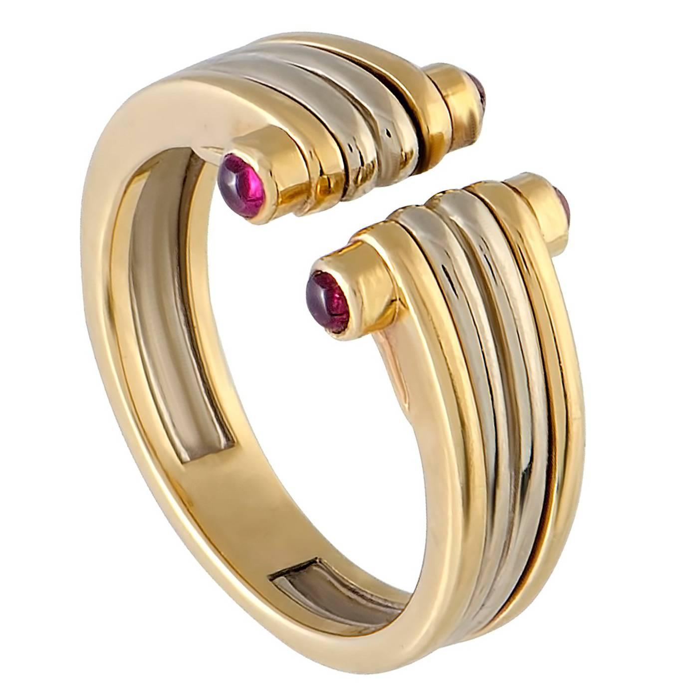 Van Cleef & Arpels Ruby Yellow and White Gold Band Ring