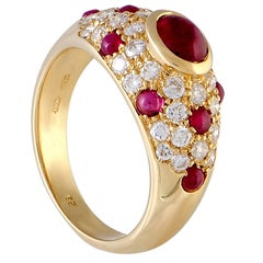 Cartier Diamond and Ruby Yellow Gold Dome Ring