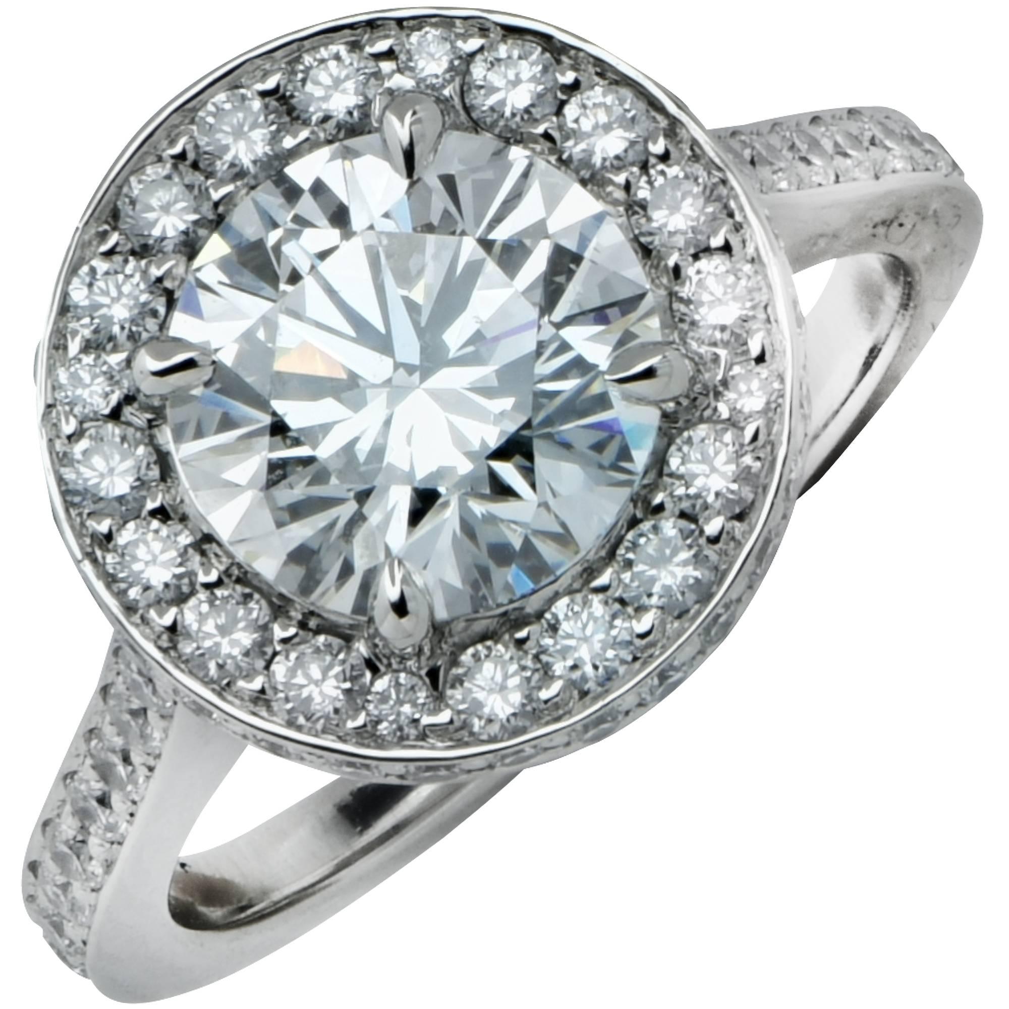 GIA Graded 2.84 Carat Diamond Halo Engagement Ring