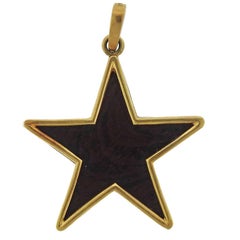 Ebony Wood Gold Star Pendant