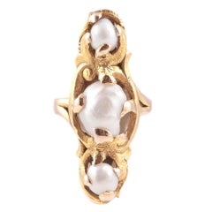 Art Nouveau Pearl Yellow Gold Ring