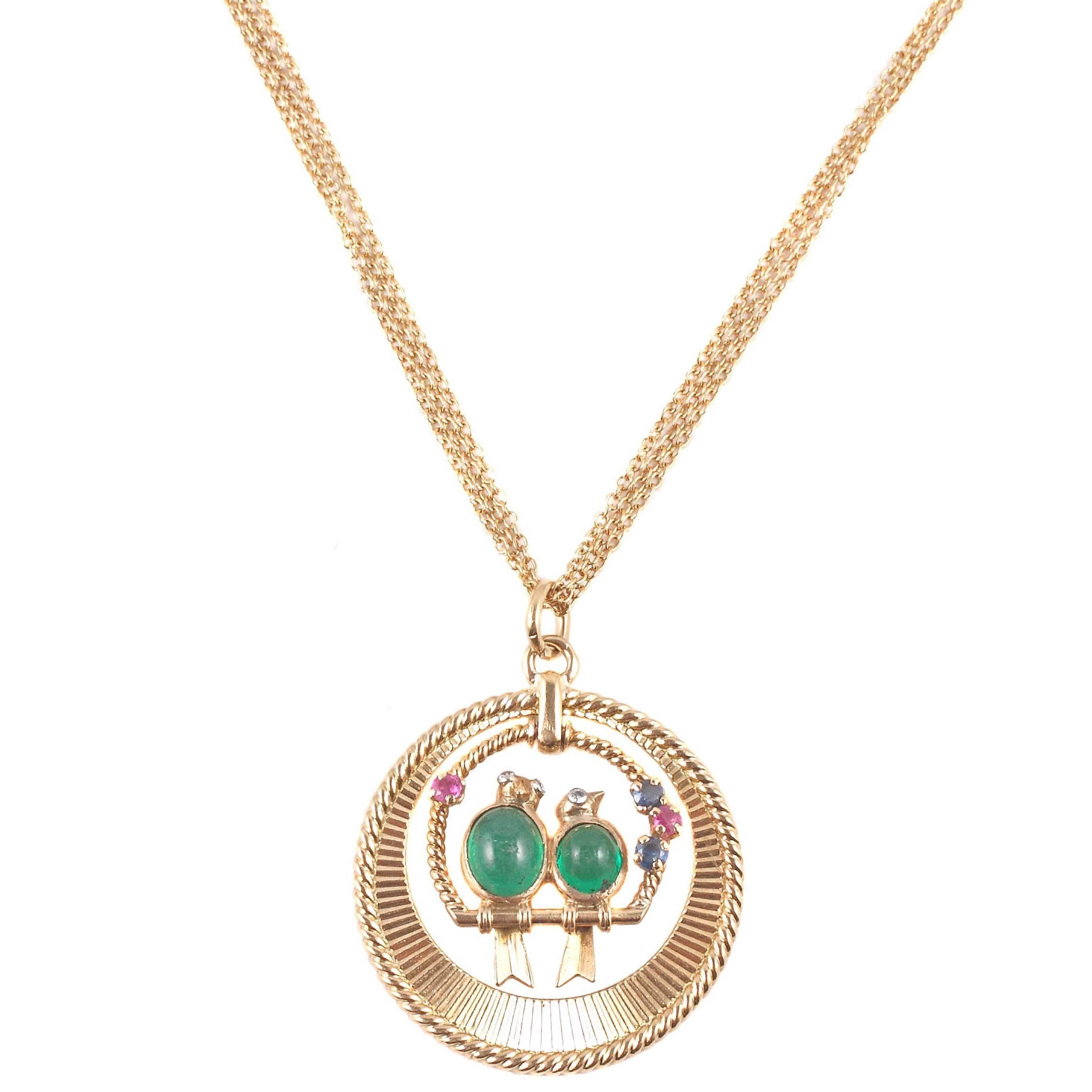 Van Cleef & Arpels Emerald Sapphire Ruby Pendant with Associated Chain