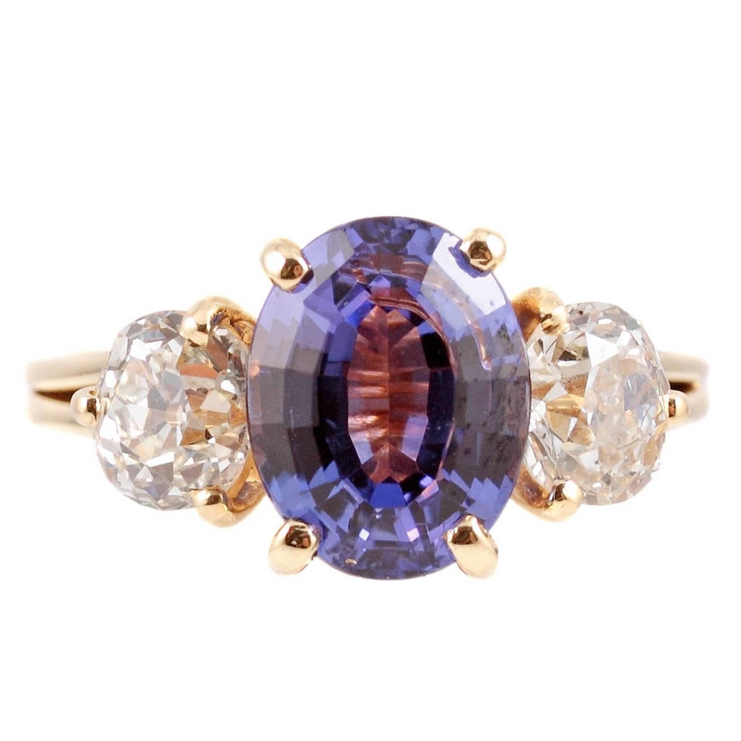 Stunning 2.96 Carat Tanzanite 1.50 Carat Diamond Ring For Sale