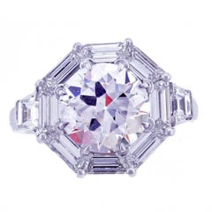 2.58 Karat Diamant Oktagon Rahmen Ring